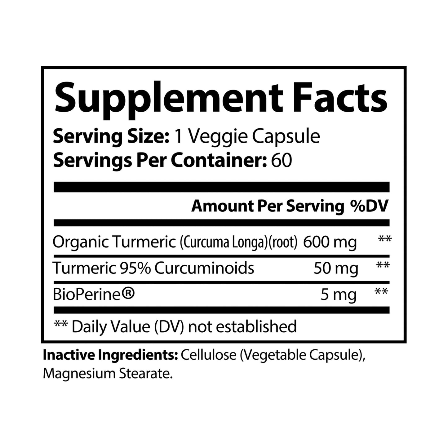 Create Me Perfect Turmeric with BioPerine® (Black Pepper Fruit Extract) Supplement (60 Capsules)